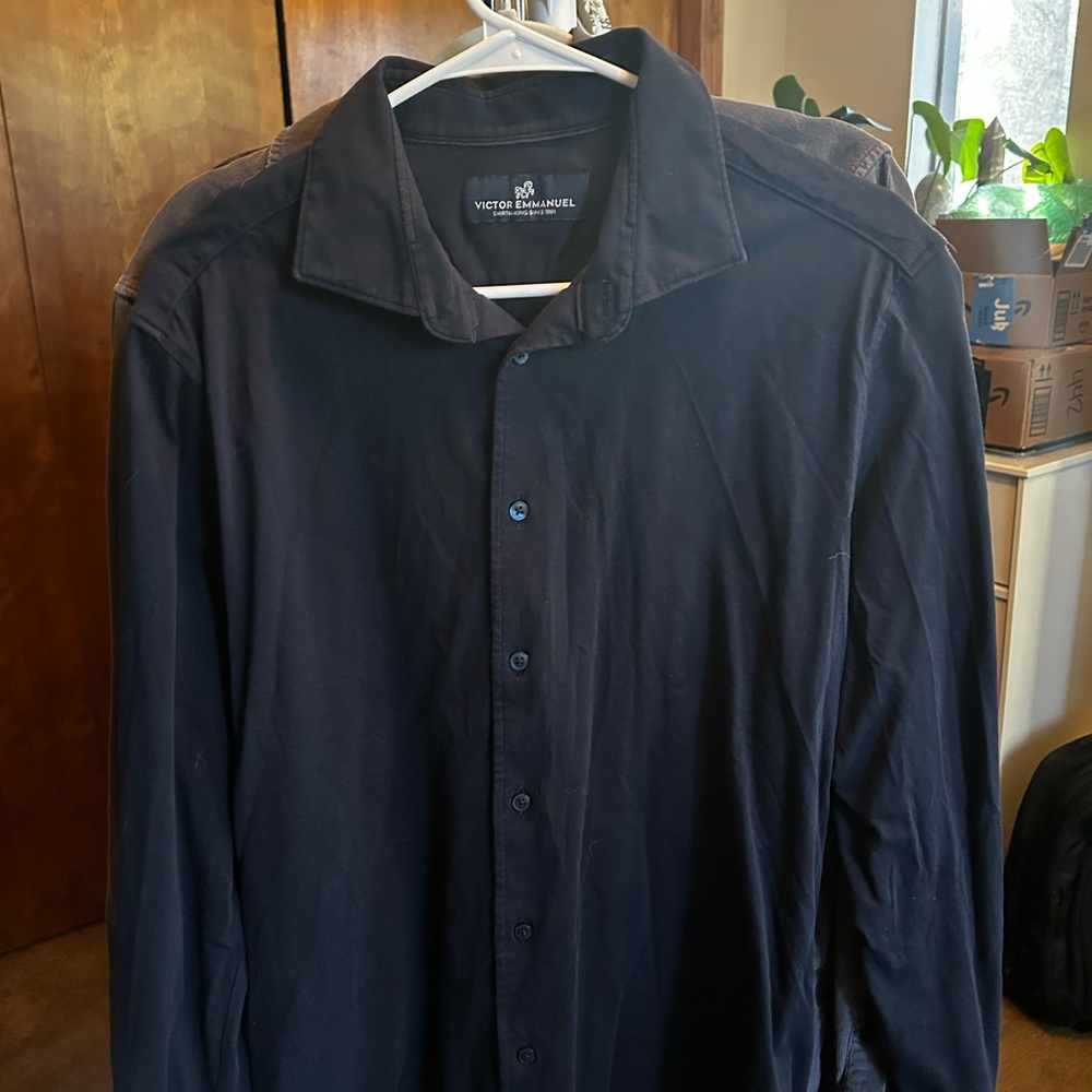 Men's Navy Casual Button Down Shirt